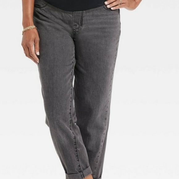 NEW WOMEN'S ISABEL MATERNITY BY INGRID AND ISABEL DENIM BOYFRIEND JEANS - Picture 2 of 11